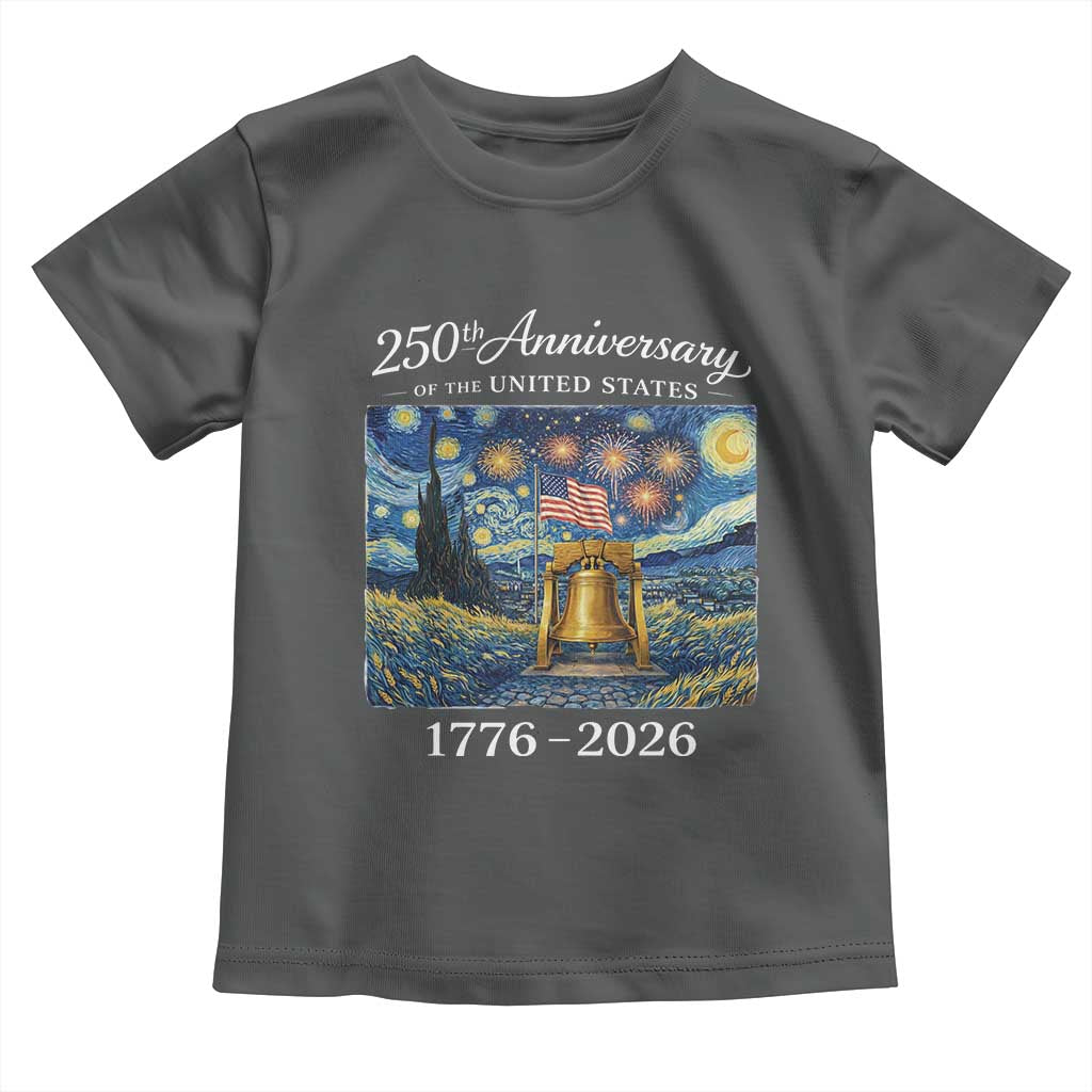 USA 250th Anniversary Toddler T Shirt Liberty Bell 17762026 Patriotic American Flag Starry Night TS14 Dark Heather Print Your Wear