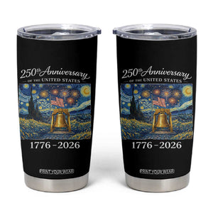 USA 250th Anniversary Tumbler Cup Liberty Bell 17762026 Patriotic American Flag Starry Night TS14 Black Print Your Wear