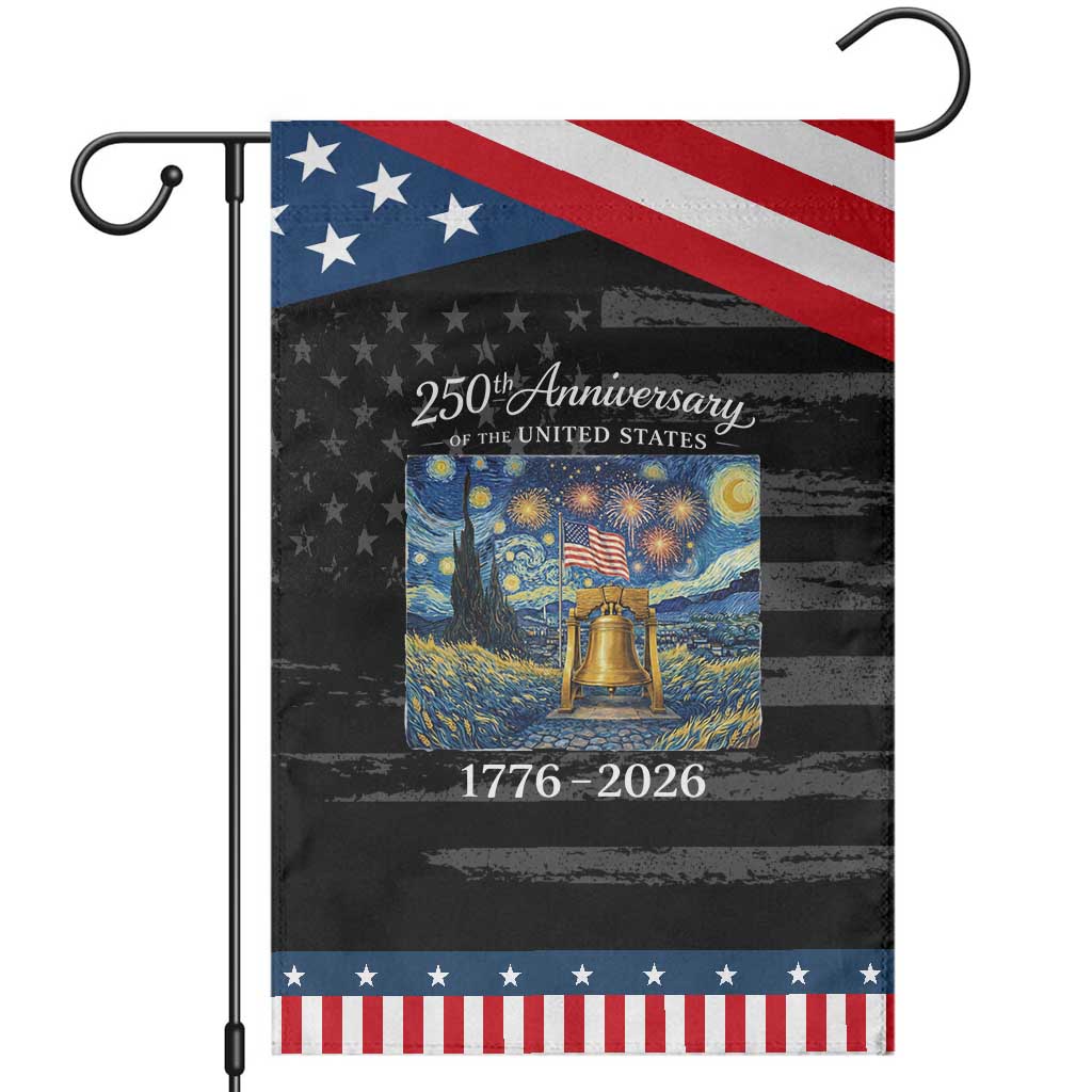 USA 250th Anniversary Patriotic Garden Flag Liberty Bell 17762026 Patriotic American Flag Starry Night TS14 Distressed Black Blue Print Your Wear