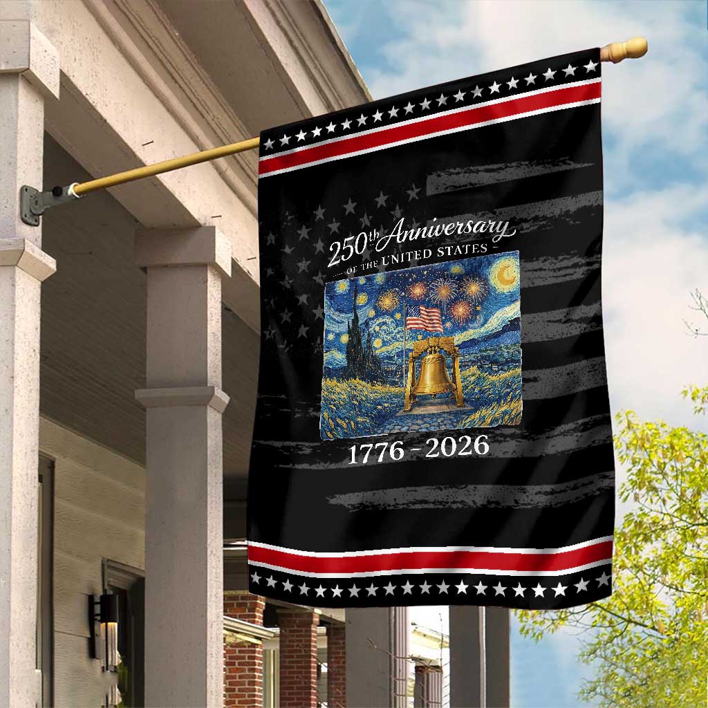 USA 250th Anniversary Patriotic Garden Flag Liberty Bell 17762026 Patriotic American Flag Starry Night TS14 Distressed Black Red Print Your Wear