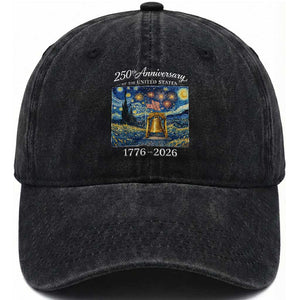 USA 250th Anniversary Washed Cotton Baseball Cap Liberty Bell 17762026 Patriotic American Flag Starry Night TS14 Print Your Wear
