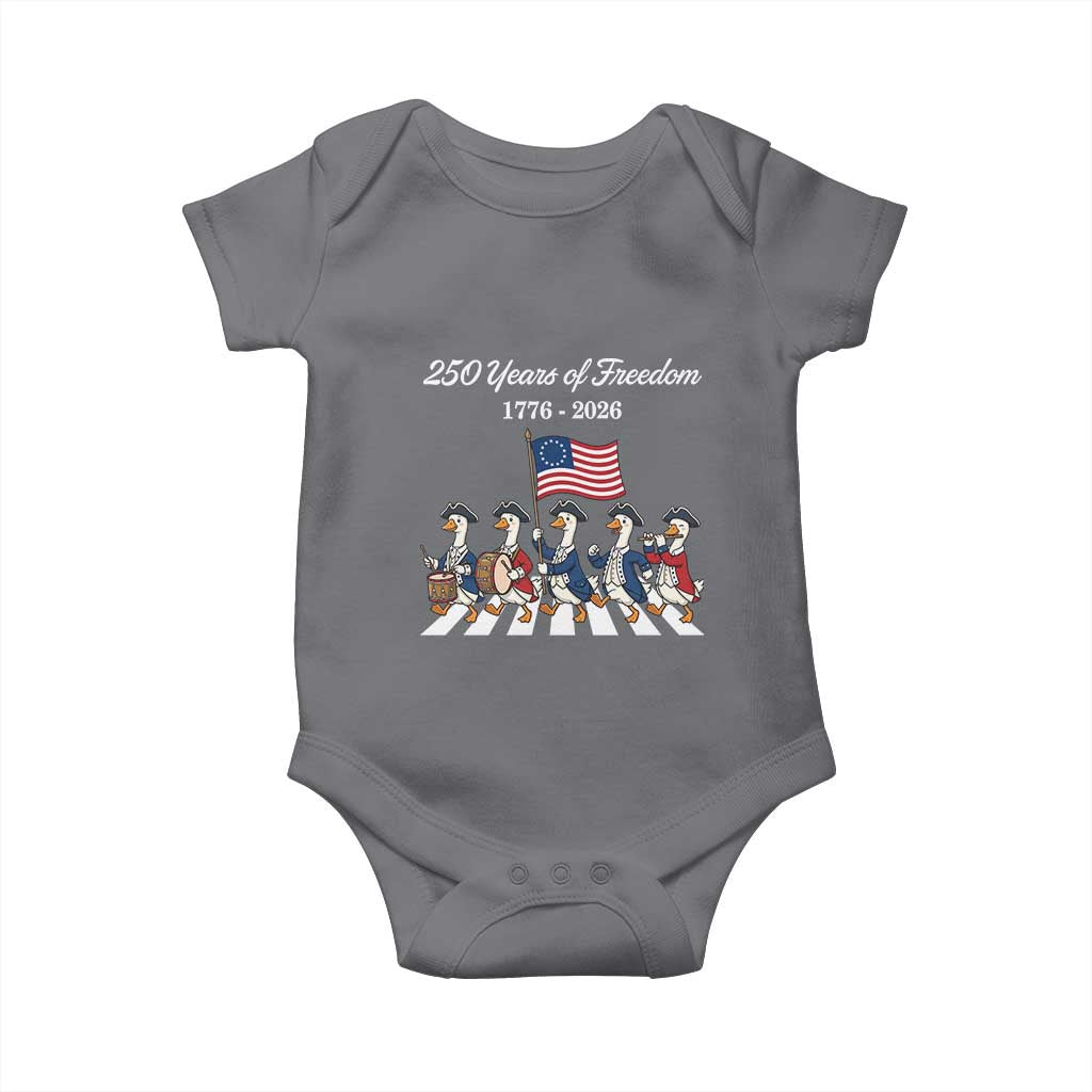 250 Years Of Freedom Baby Onesie Silly Goose Patriotic 4th of July TS14 Charcoal Print Your Wear
