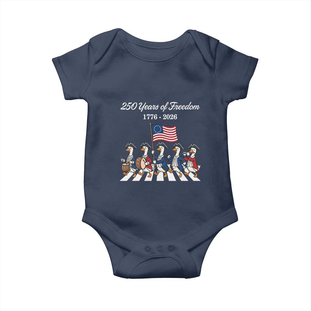 250 Years Of Freedom Baby Onesie Silly Goose Patriotic 4th of July TS14 Navy Print Your Wear