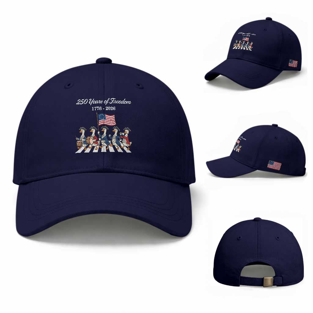 250 Years Of Freedom Baseball Cap Silly Goose Patriotic 4th of July TS14 Baseball Cap Universal Fit Dark Blue Print Your Wear