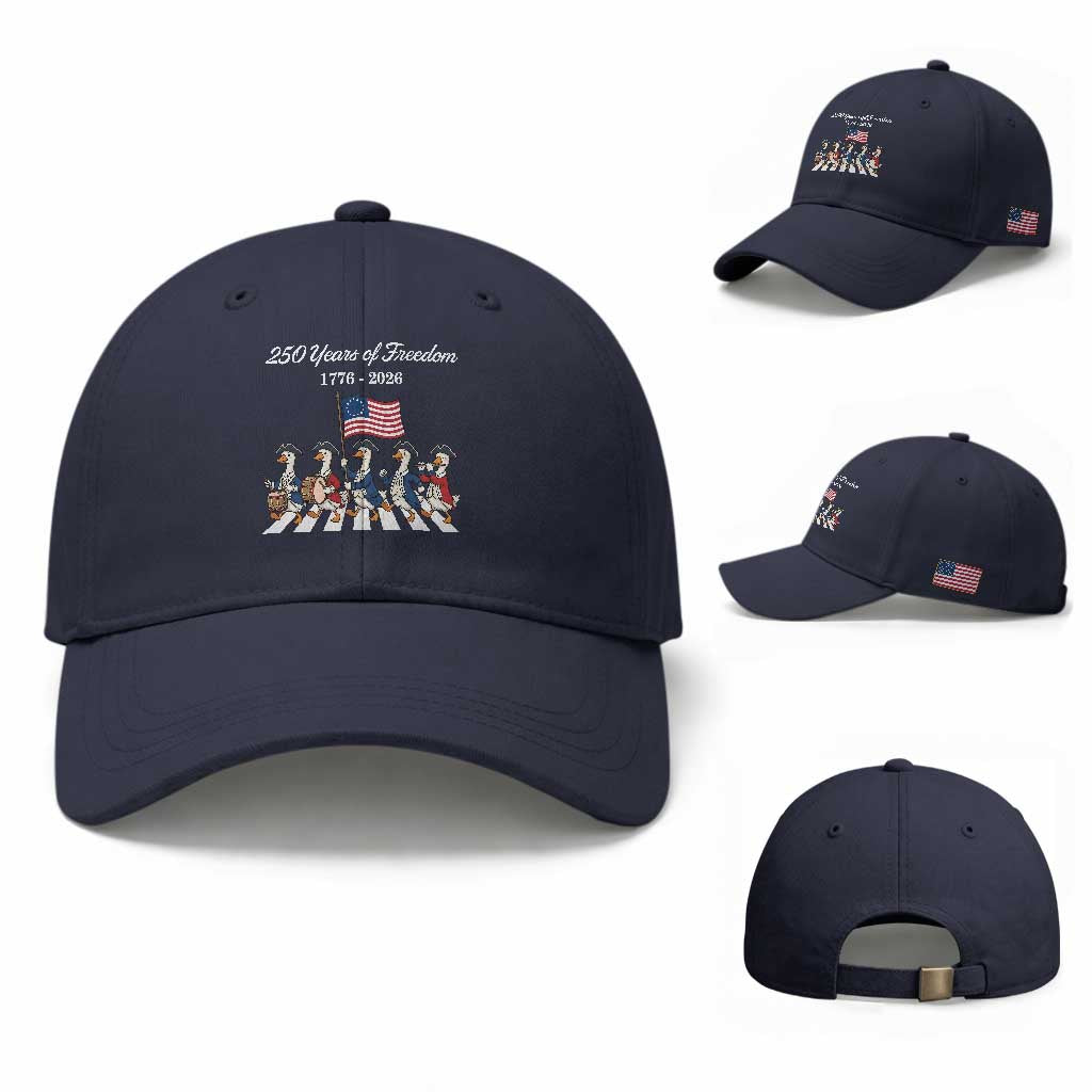 250 Years Of Freedom Baseball Cap Silly Goose Patriotic 4th of July TS14 Baseball Cap Universal Fit Navy Print Your Wear