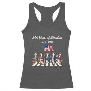 250 Years Of Freedom Racerback Tank Top Silly Goose Patriotic 4th of July TS14 Dark Heather Print Your Wear