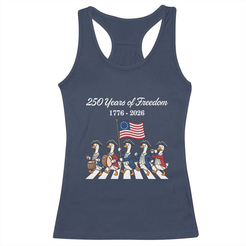 250 Years Of Freedom Racerback Tank Top Silly Goose Patriotic 4th of July TS14 Navy Print Your Wear