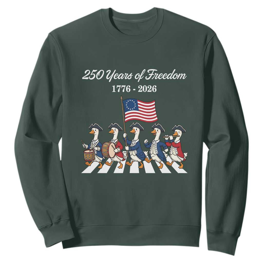 250 Years Of Freedom Sweatshirt Silly Goose Patriotic 4th of July TS14 Dark Forest Green Print Your Wear