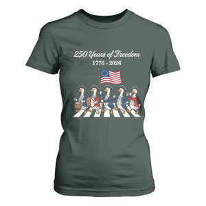 250 Years Of Freedom T Shirt For Women Silly Goose Patriotic 4th of July TS14 Dark Forest Green Print Your Wear