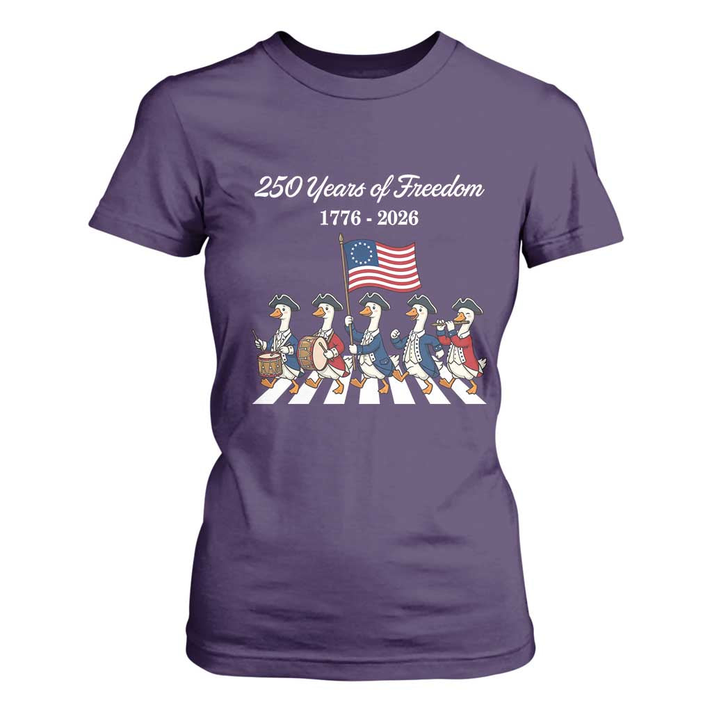 250 Years Of Freedom T Shirt For Women Silly Goose Patriotic 4th of July TS14 Purple Print Your Wear