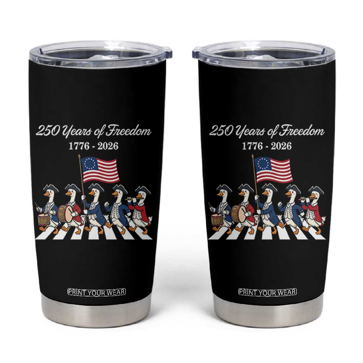 250 Years Of Freedom Tumbler Cup Silly Goose Patriotic 4th of July TS14 Black Print Your Wear