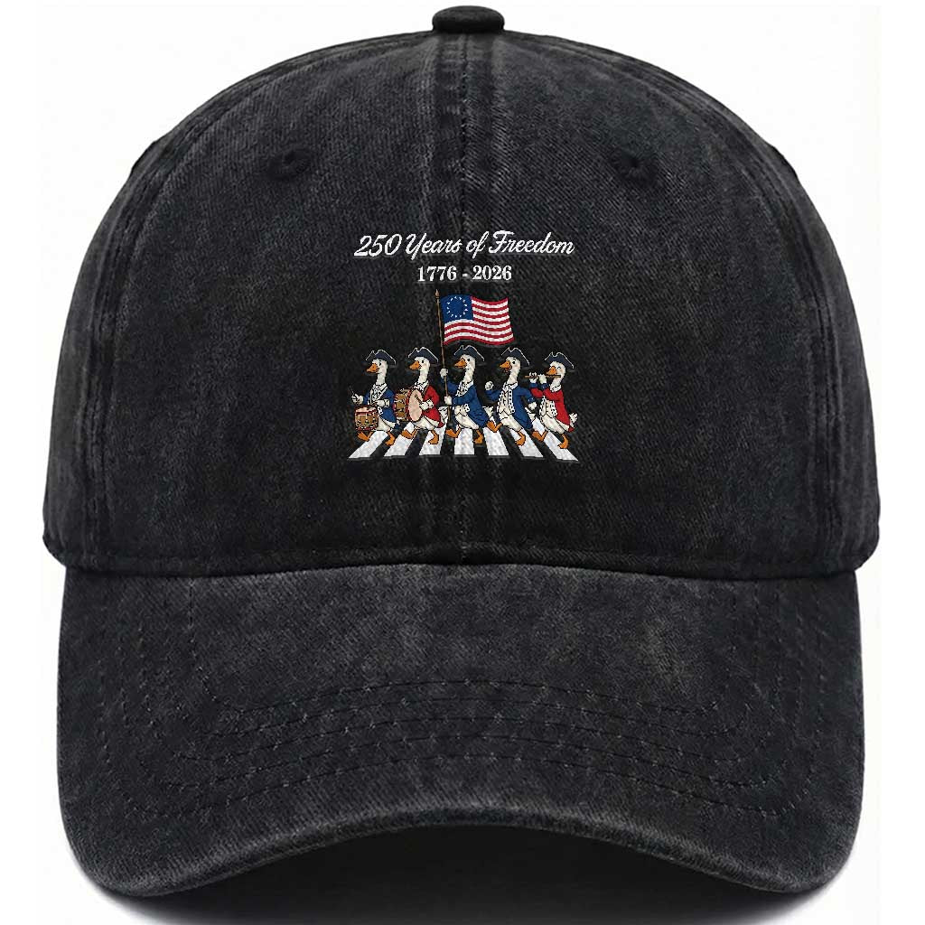 250 Years Of Freedom Washed Cotton Baseball Cap Silly Goose Patriotic 4th of July TS14 Print Your Wear