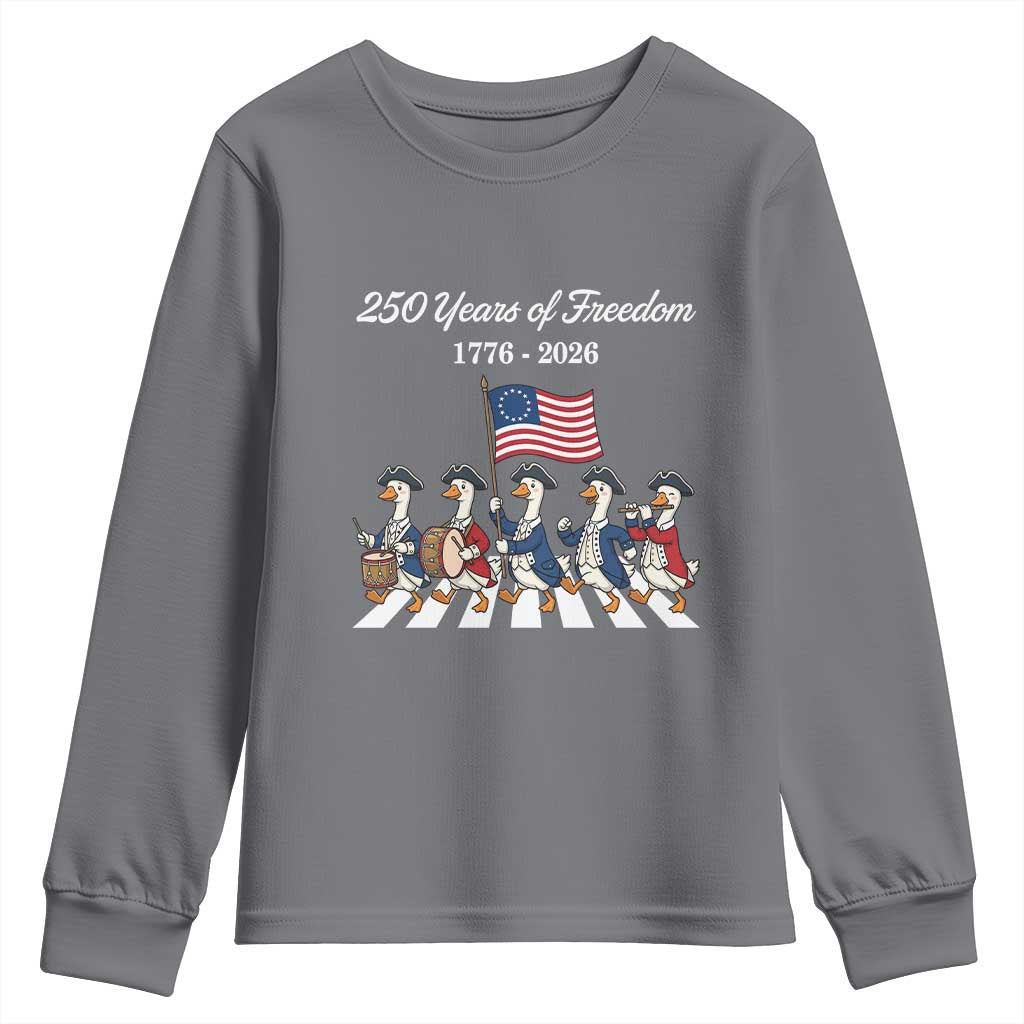 250 Years Of Freedom Youth Sweatshirt Silly Goose Patriotic 4th of July TS14 Charcoal Print Your Wear