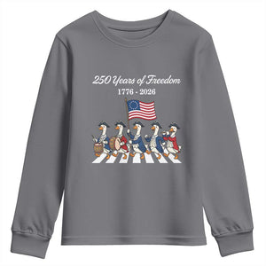 250 Years Of Freedom Youth Sweatshirt Silly Goose Patriotic 4th of July TS14 Charcoal Print Your Wear