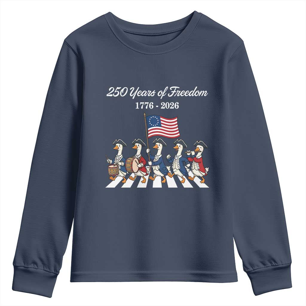 250 Years Of Freedom Youth Sweatshirt Silly Goose Patriotic 4th of July TS14 Navy Print Your Wear