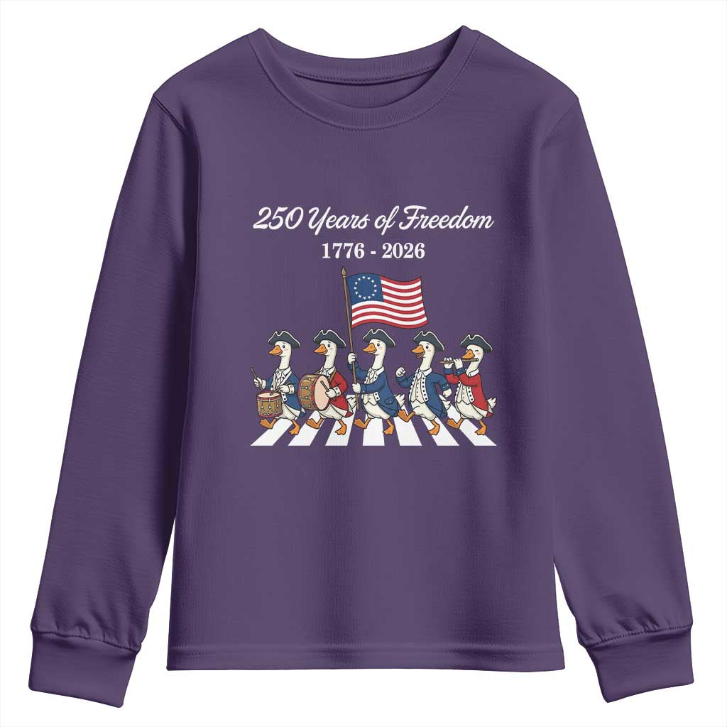 250 Years Of Freedom Youth Sweatshirt Silly Goose Patriotic 4th of July TS14 Purple Print Your Wear