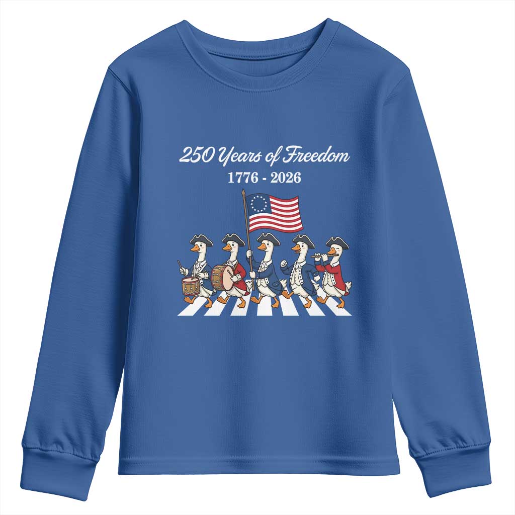 250 Years Of Freedom Youth Sweatshirt Silly Goose Patriotic 4th of July TS14 Royal Blue Print Your Wear