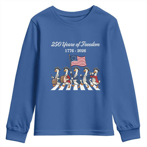 250 Years Of Freedom Youth Sweatshirt Silly Goose Patriotic 4th of July TS14 Royal Blue Print Your Wear