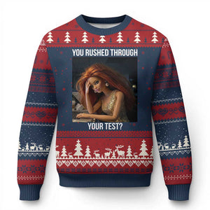You Rushed Through Your Test Ugly Christmas Sweater Funny Test Day Teacher Meme TS14 Navy Red Print Your Wear