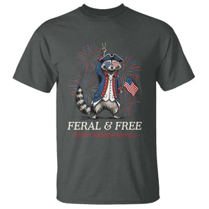Feral and Free Funny Raccoon 4th of July T Shirt USA 250 Years Freedom Independence Anniversary Gift TS14 Dark Heather Print Your Wear