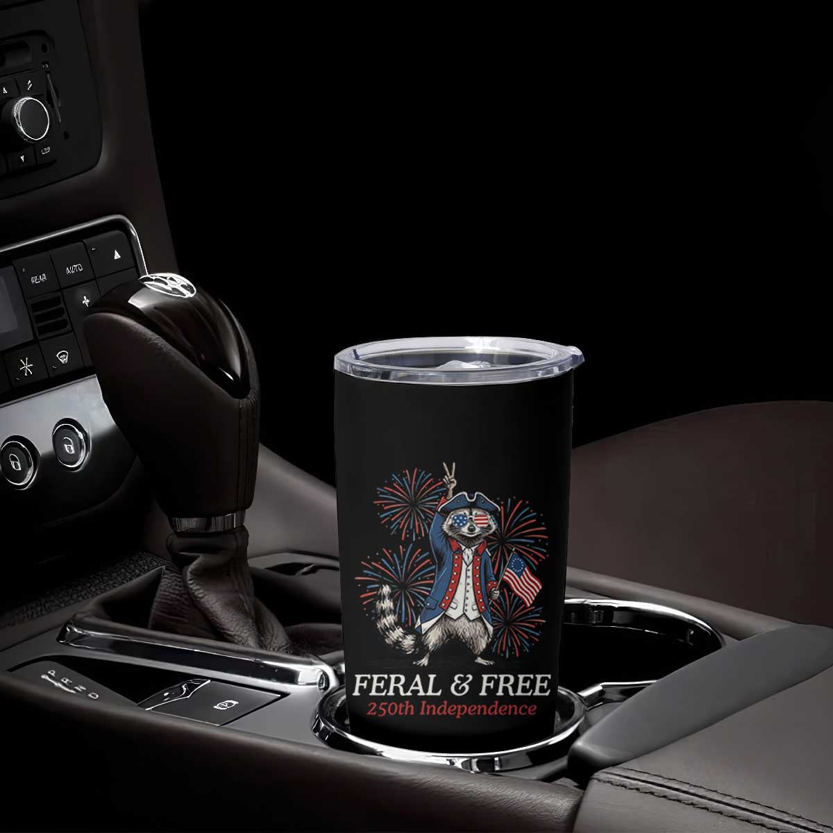 Feral and Free Funny Raccoon 4th of July Tumbler Cup USA 250 Years Freedom Independence Anniversary Gift TS14 Print Your Wear