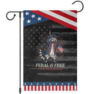 Feral and Free Funny Raccoon 4th of July Patriotic Garden Flag USA 250 Years Freedom Independence Anniversary Gift TS14 Distressed Black Blue Print Your Wear