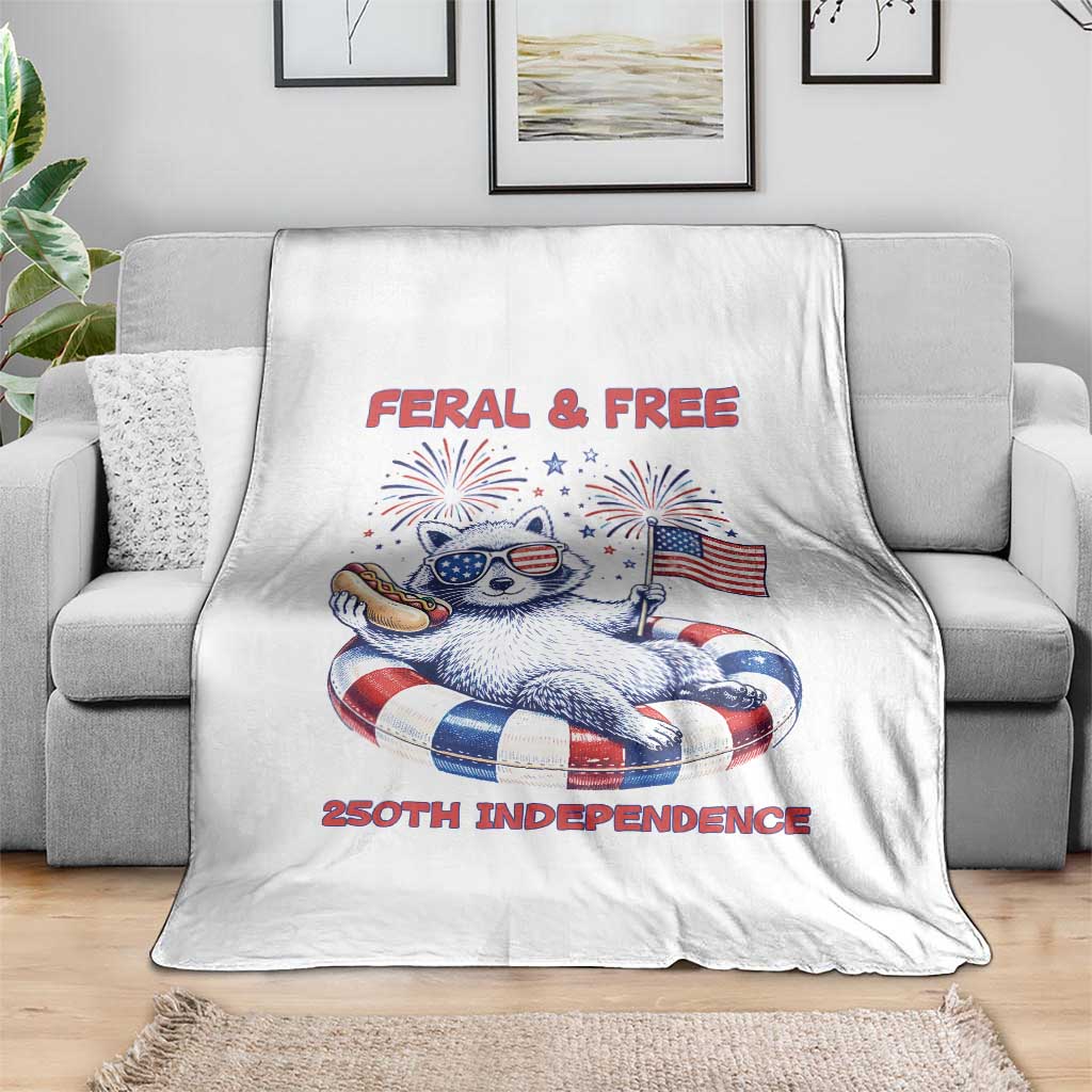 Feral and Free Funny Raccoon 4th of July Throw Blanket 250 Years Of Freedom TS14 Print Your Wear