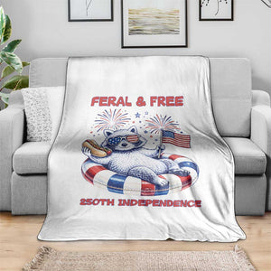 Feral and Free Funny Raccoon 4th of July Throw Blanket 250 Years Of Freedom TS14 Print Your Wear