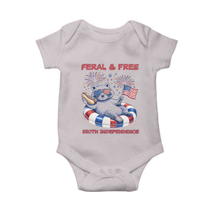 Feral and Free Funny Raccoon 4th of July Baby Onesie 250 Years Of Freedom TS14 Ice Gray Print Your Wear
