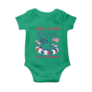 Feral and Free Funny Raccoon 4th of July Baby Onesie 250 Years Of Freedom TS14 Irish Green Print Your Wear