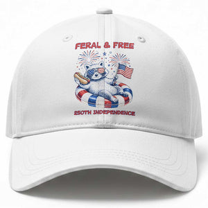 Feral and Free Funny Raccoon 4th of July Baseball Cap 250 Years Of Freedom TS14 Print Your Wear