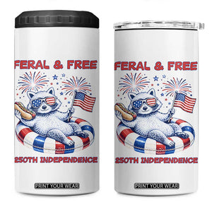 Feral and Free Funny Raccoon 4th of July 4 in 1 Can Cooler Tumbler 250 Years Of Freedom TS14 One Size: 16 oz White Print Your Wear