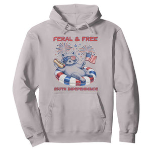 Feral and Free Funny Raccoon 4th of July Hoodie 250 Years Of Freedom TS14 Ice Gray Print Your Wear