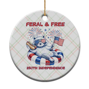 Feral and Free Funny Raccoon 4th of July Ceramic Ornament 250 Years Of Freedom TS14 1pc Christmas Plaid Print Your Wear