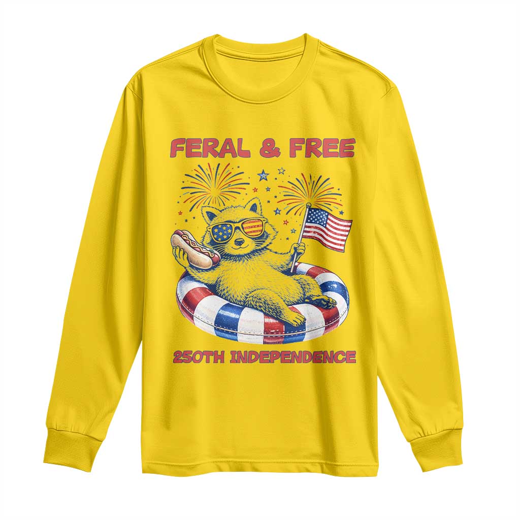 Feral and Free Funny Raccoon 4th of July Long Sleeve Shirt 250 Years Of Freedom TS14 Daisy Print Your Wear