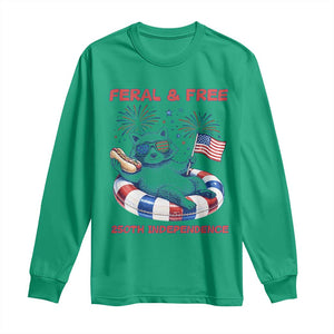 Feral and Free Funny Raccoon 4th of July Long Sleeve Shirt 250 Years Of Freedom TS14 Irish Green Print Your Wear