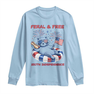 Feral and Free Funny Raccoon 4th of July Long Sleeve Shirt 250 Years Of Freedom TS14 Light Blue Print Your Wear