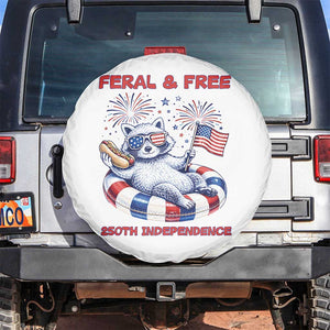 Feral and Free Funny Raccoon 4th of July Spare Tire Cover 250 Years Of Freedom TS14 No hole White Print Your Wear