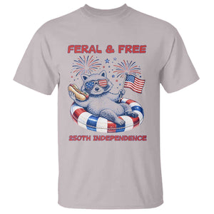 Feral and Free Funny Raccoon 4th of July T Shirt 250 Years Of Freedom TS14 Ice Gray Print Your Wear