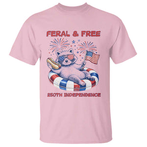Feral and Free Funny Raccoon 4th of July T Shirt 250 Years Of Freedom TS14 Light Pink Print Your Wear