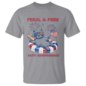 Feral and Free Funny Raccoon 4th of July T Shirt 250 Years Of Freedom TS14 Sport Gray Print Your Wear