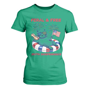 Feral and Free Funny Raccoon 4th of July T Shirt For Women 250 Years Of Freedom TS14 Irish Green Print Your Wear