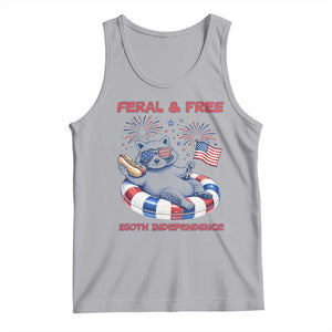 Feral and Free Funny Raccoon 4th of July Tank Top 250 Years Of Freedom TS14 Athletic Heather Print Your Wear
