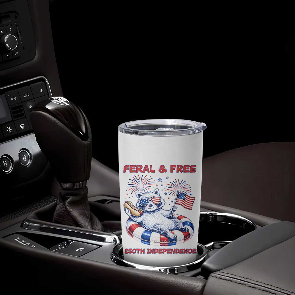 Feral and Free Funny Raccoon 4th of July Tumbler Cup 250 Years Of Freedom TS14 Print Your Wear