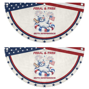 Feral and Free Funny Raccoon 4th of July Patriotic Fan Flag 250 Years Of Freedom