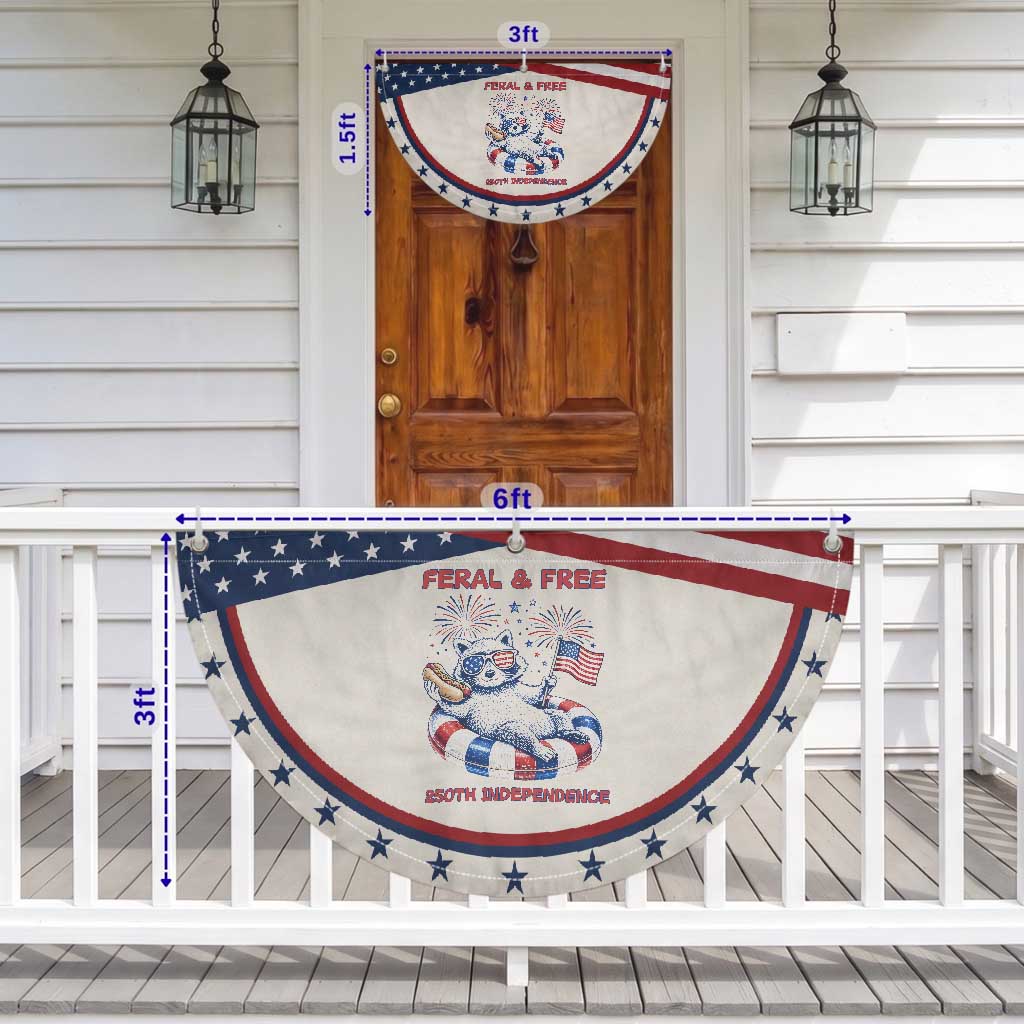 Feral and Free Funny Raccoon 4th of July Patriotic Fan Flag 250 Years Of Freedom