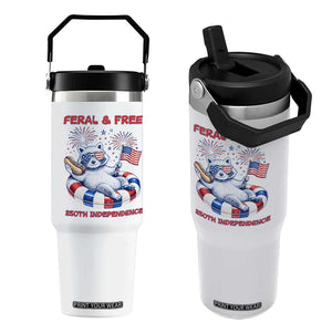 Feral and Free Funny Raccoon 4th of July Flip Straw Tumbler 250 Years Of Freedom TS14 One Size: 30 oz White Print Your Wear