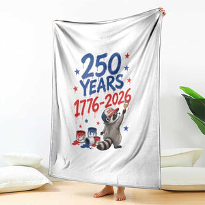 250th Anniversary USA Throw Blanket Patriotic Raccoon American Flag 4th of July TS14 Print Your Wear