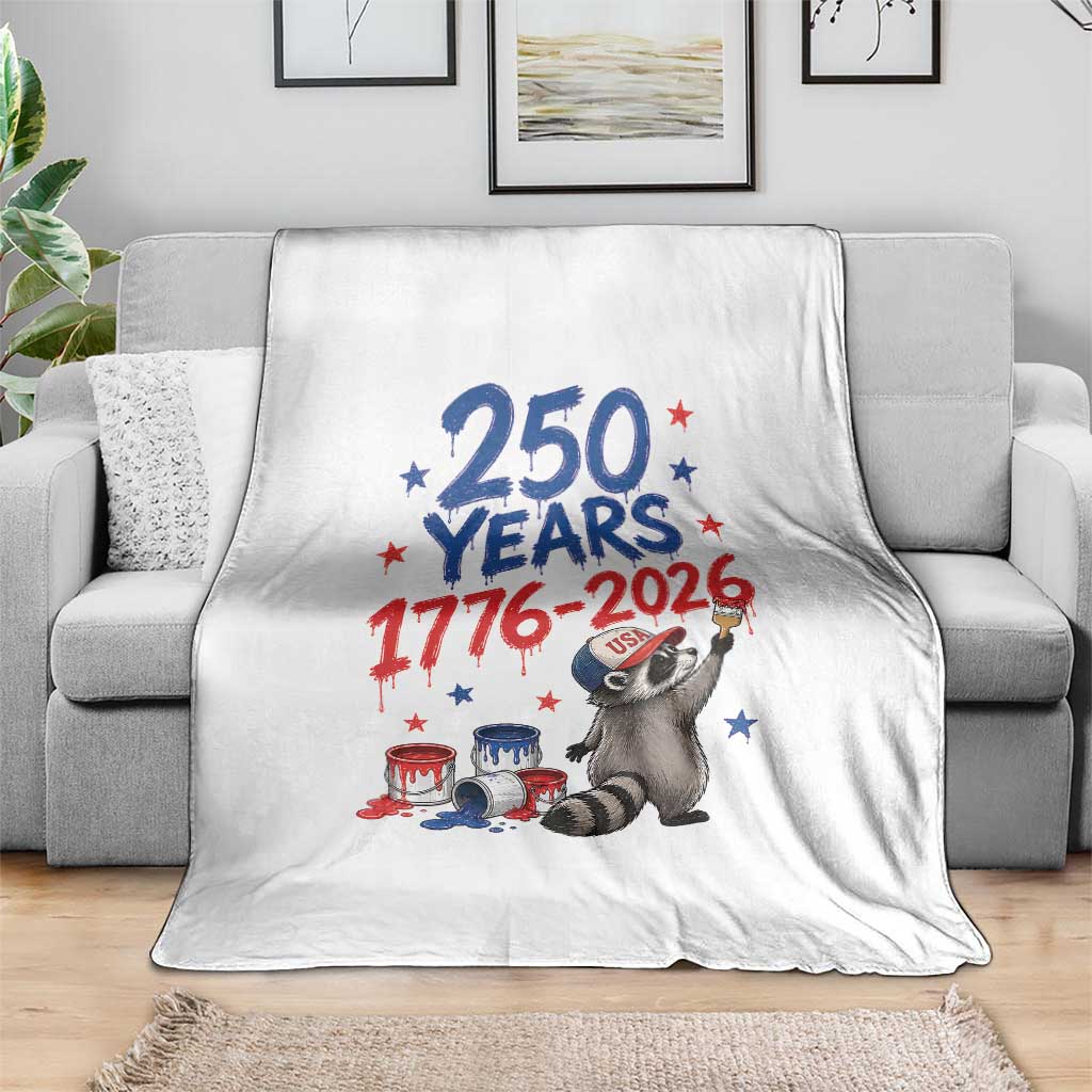 250th Anniversary USA Throw Blanket Patriotic Raccoon American Flag 4th of July TS14 Print Your Wear