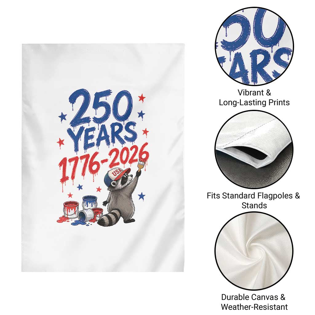 250th Anniversary USA Garden Flag Patriotic Raccoon American Flag 4th of July TS14 Print Your Wear